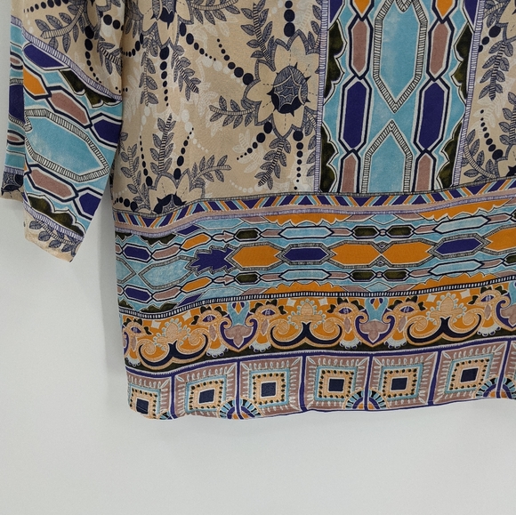 Maeve Sidney Button Back Silk Patterned Top Blouse - Picture 4 of 9